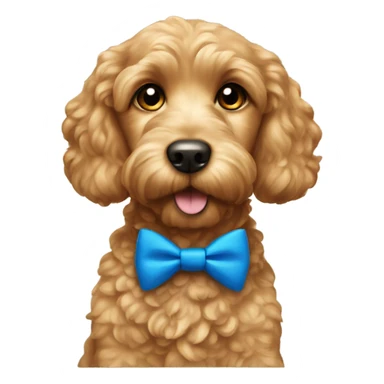 Gold cockapoo with blue bow tie sticker