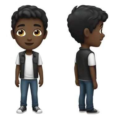 Kid black hair, boy, black skin sticker