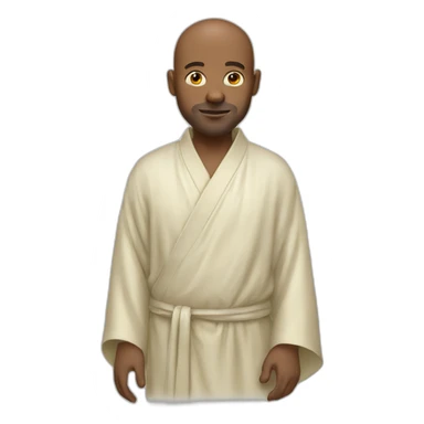 balding man in a silk robe sticker