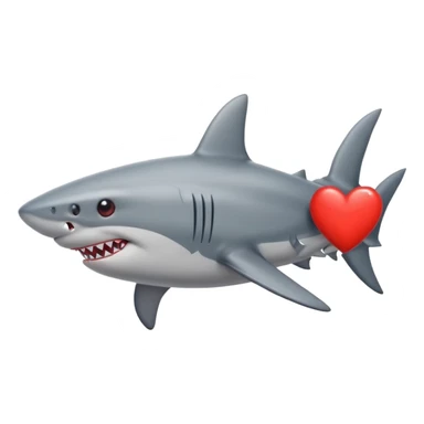Shark with red heart sticker