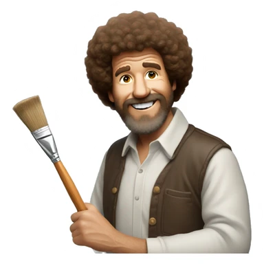 bob ross with a paintbrush sticker