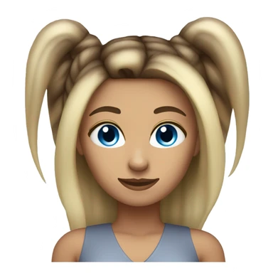 woman with straight dark brown hair with streaks of blonde and blue eyes. Just a face no chest  sticker