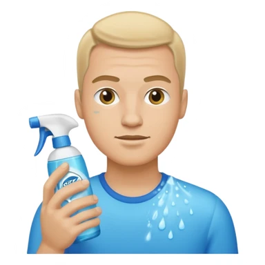 ligth man spraying with spray febreze sticker