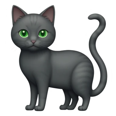 full body completely solid dark grey cat with green eyes and white paws sticker
