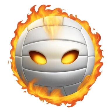 All white Volleyball with flames shooting of it sticker