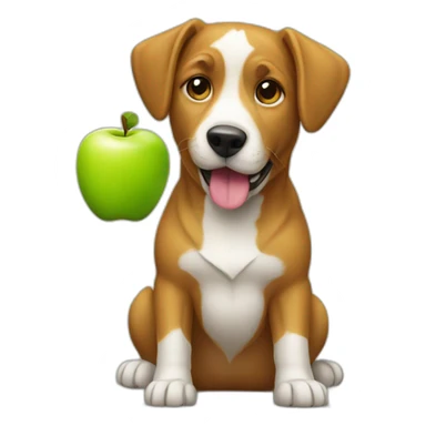 Dog with apple sticker