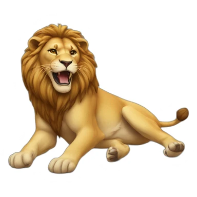 supine lion playing sticker