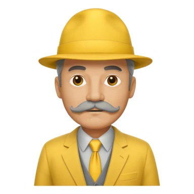 middle aged mobster with yellow colored suit and hat and grey mustache and grey beard sticker