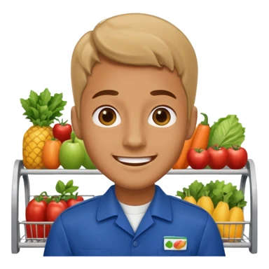 Happy man working in a supermarket sticker