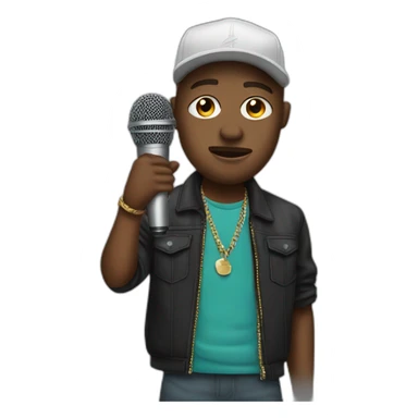 a white rapper with a microphone sticker