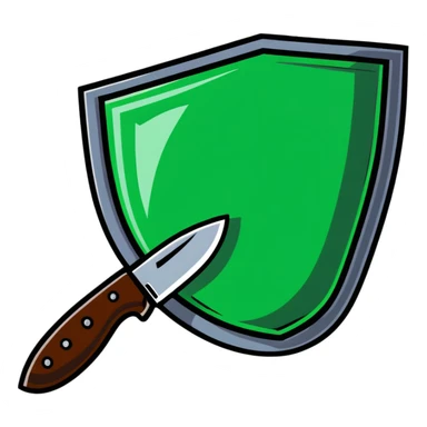 shield and knife cartoon sticker sticker