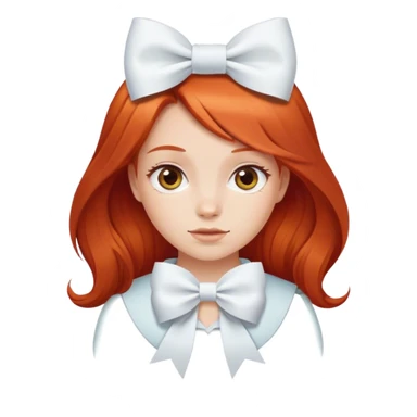 red-haired girl with a white bow sticker