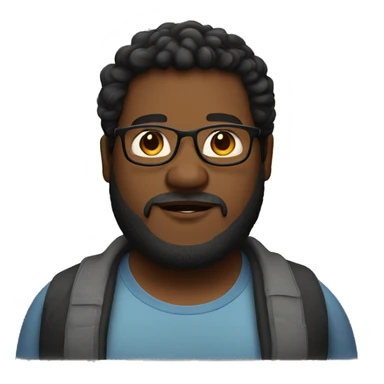 A black-haired fat guy with fair skin brown eyes and with glasses and a beard  sticker