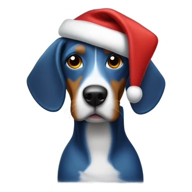 Blue tick coin hound in Santa hat sticker