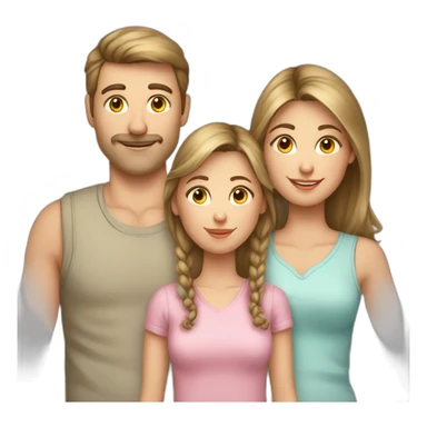 Caucasian-Mom-dad-daughter-cats sticker