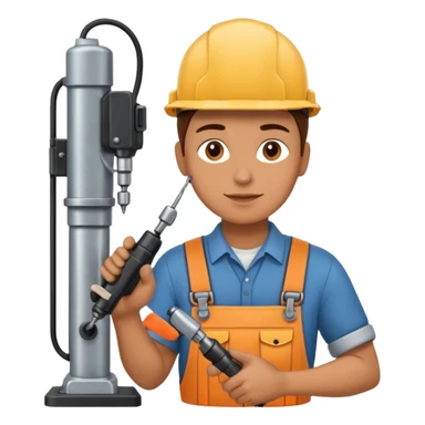 emoji of a human operator who's drilling a panel. cartoon style sticker