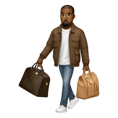 kanye west holding a louis vuitton bag sticker