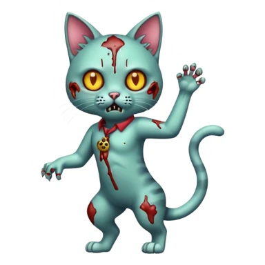 zombie cat full body with action pose sticker