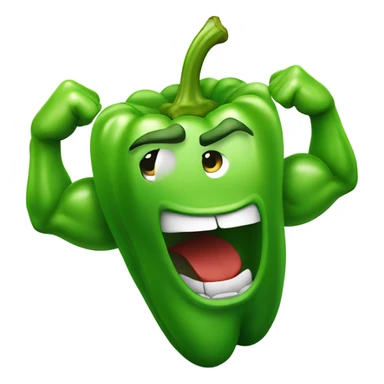 Upset green pepper flexing muscular arms sticker
