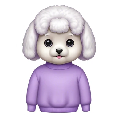 Bichon wearing a light purple sweater sticker