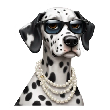 Dalmatian looking peinture with sunglasses and pearls neeklaces sticker