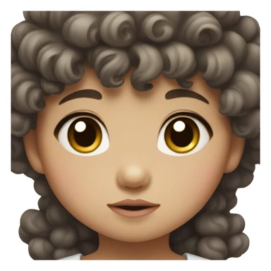 Korean cute baby girl with curly hair and black eyes  sticker