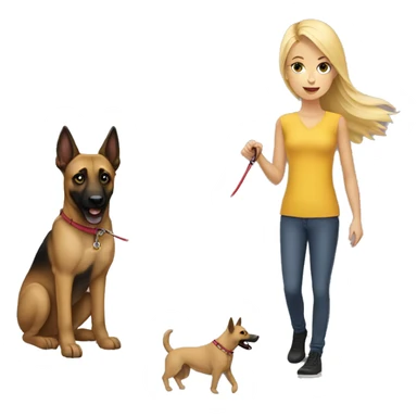 Blonde girl with Belgian Malinois on a leash  sticker