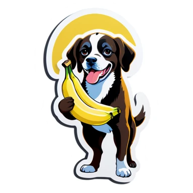 Dog with a banana  sticker