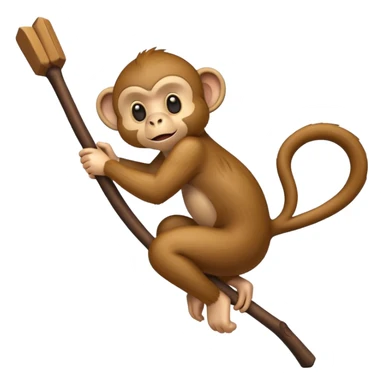 playful monkey on a diagonal stick sticker