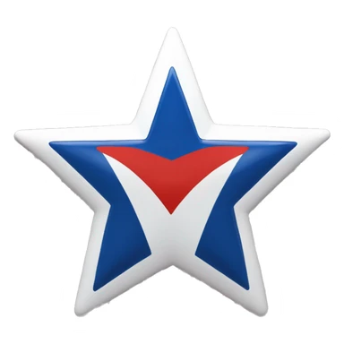 A flag that is blue on top half and red on bottom half.  A white star is in the center and white outline of a 12-star burst is on the outside of the star. sticker