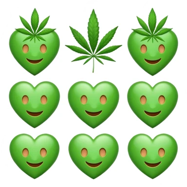 cannabis emoji with hearts sticker