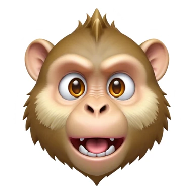 Cinematic Comical Macaque Portrait Emoji, Head tilted dramatically with an exaggerated, shocked expression and a raised eyebrow, featuring a lively, nimble build with spiky fur and wide, comically expressive eyes, Simplified yet hilariously animated features, highly detailed, glowing with a slightly sassy, vibrant glow, high shine, dramatic yet playful, stylized with an air of cheeky primate attitude, soft glowing outline, capturing the essence of a meme-worthy macaque that looks ready to deliver a playful side-eye into viral fame! sticker