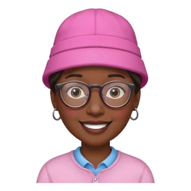 black person with glasess wear pink hat  sticker