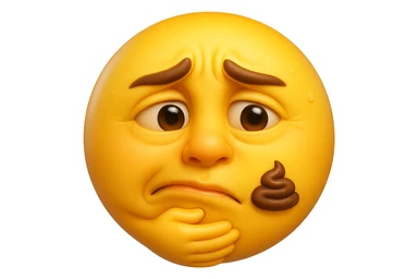 emoji stile iphone che riguarda l'argomento "stipsi/andrò al bagno oggi?", iperrealistico 4k sticker