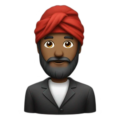 homme noir avec une très longue barbe noir et un turban à carreaux rouges et blancs sticker