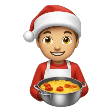 young boy santa red costume cooking dinner sticker