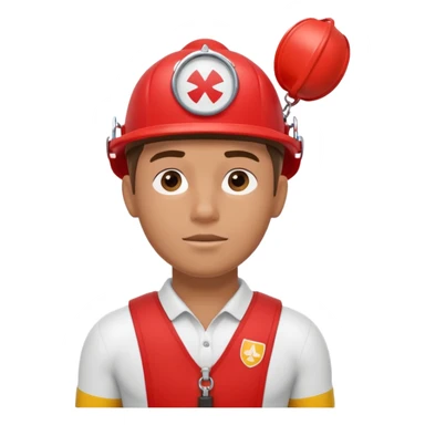lifeguard portrait, head and shoulders only, wearing red lifeguard uniform, rescue whistle and buoy strap visible, confident alert expression, beach safety vibe, 3D cartoon, mobile game icon style, clean background, no text, no watermark
 sticker