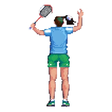 badminton player seen from back, no racket, legs semi-bent sticker