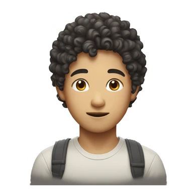 curly haired asian boy sticker