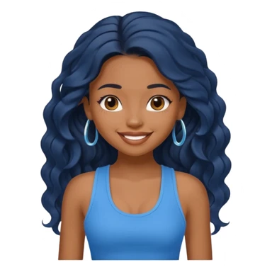 a pretty bratz brown girl with long wavy black hair and a blue tank top on sticker