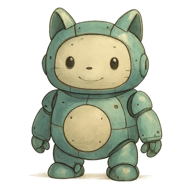 a cute animal robot, friendly and futuristic sticker