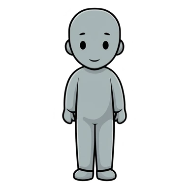 grey human silhouette frontal view with no facial features, no face, no eyes, no nose, no mouth, simple outline sticker