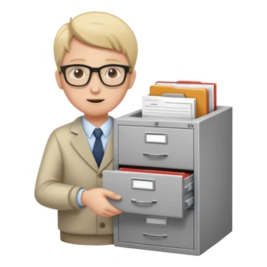  A person opening a filing cabinet to search for file sticker