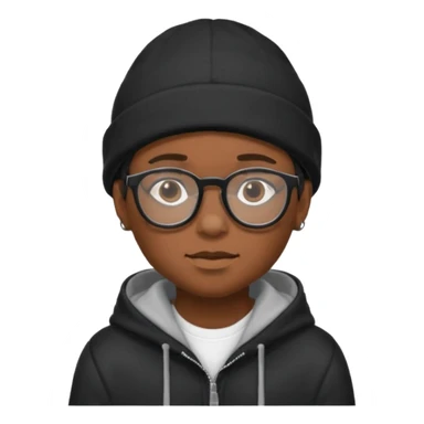 black boy with beanie and hoodie and glasses sticker