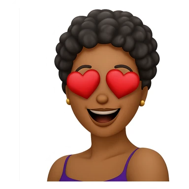 Change her facial expression to in love, keeping the same style as the reference image. sticker