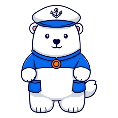 Polar bear captain with blue uniform and captain's hat, Captain Barnacles from Octonauts sticker