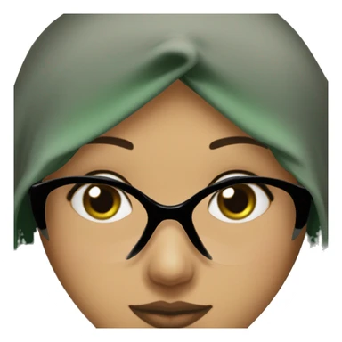 hijabi wih black hijab and green aesthetic glasses and big lips and nice eyebrows and alshes a=with light brown eyes sticker