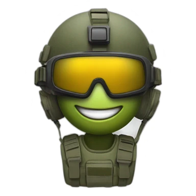 grinning emoji face with tactical helmet and night vision goggles sticker