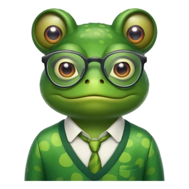frog with glasses and shirt sticker