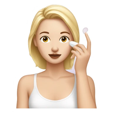 white girl applying cream on face sticker
